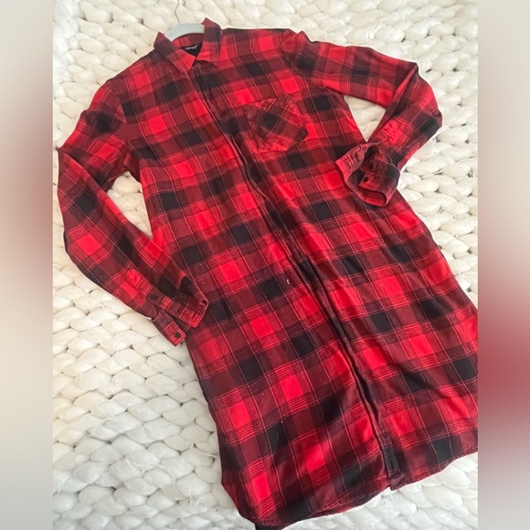 Express Tops - Express Red and Black Buffalo Plaid Shirt/Dress